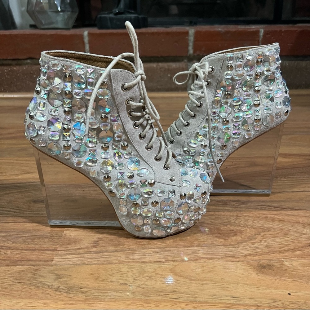 Jeffrey Campbell Dina Jewel Platform Womens 5 Rhinestone Sparkle